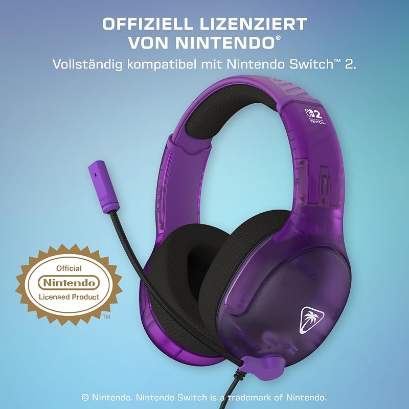 Airlite Fit Kabelgebundenes Gaming-Headset – Offiziell für Nintendo Switch 1 und 2 lizenziert, robust, leicht, Violett