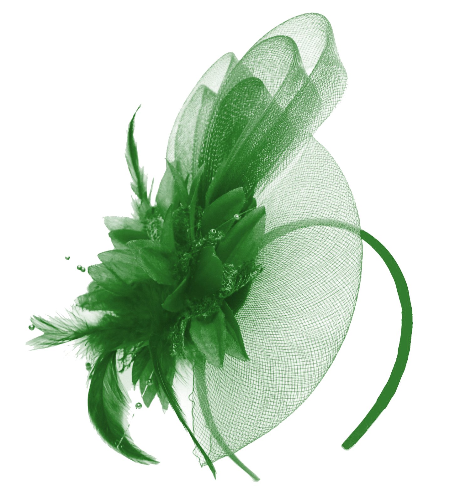 Emerald Emerald Green Fascinator Headband Flower Wedding Ascot Races Net Hat Feathers