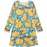 ALAZA Duck and Sunglasses Girls Long-Sleeve Casual Dresses