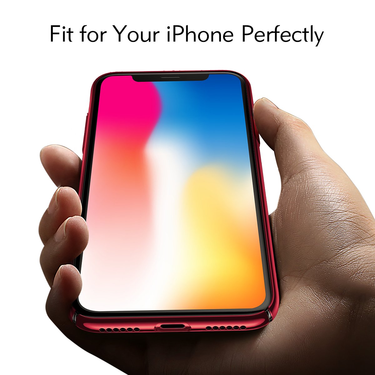 iPhone X Protective Case, Benks PC Clear 1mm Ultra Thin Case Cover Shockproof Transparent Back for iPhone X-5.8 inch (Red)