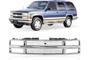 CarPartsDepot Front Grille Grill Chrome Shell with Black Insert Compatible With Chevrolet 1994-2000 C/K 1500 2500 3500 Tahoe Blazer For Models w/Dual Headlights