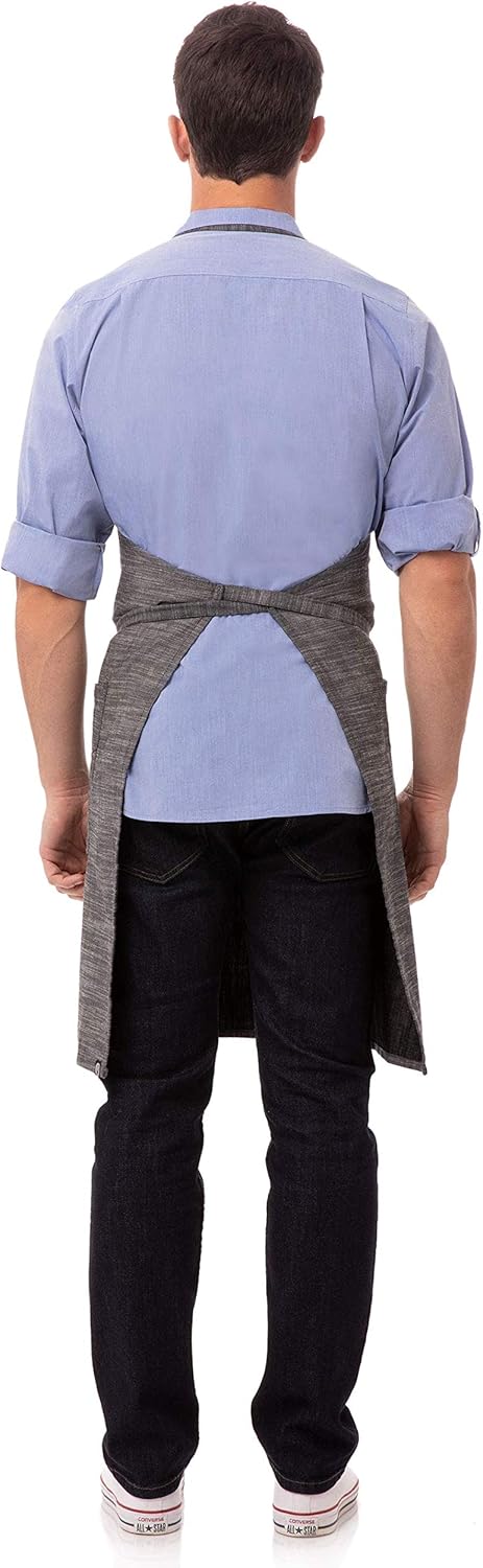 Chef Works Unisex Corvallis Bib Apron, Black/Steel Gray, One Size: Clothing