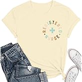 Registered Nurse T Shirt Women RN Nurse Life Tee Shirts Nursing School Graduation Gifts Tee Tops