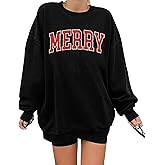 QAUN Christmas Sweatshirt for Women: Merry Sweatshirt Glitter Pach Merry Shirt Xmas Overzise Pullover Tops