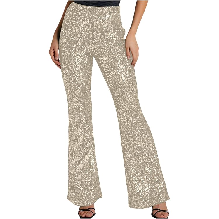 Pantalon à Paillettes Pour Femme - Taille Haute Et Large - Style Disco Années 70/80 - Parfait Pour Fêtes Et Danse - 6