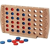 WOWME Wooden 4 in a Row Game Coffee Table Decor-Classic Strategy Game-Family Board Games Toys Gift for 6 Years Old Kids Boys Girls Adults