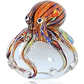 EUSTUMA Hand Blown Glass Octopus Figurine Ornament,Sea Animal Ornament for Fish Tank Aquarium,Sea Animals Collection for Birthday Gift,Glass Office Paperweight for Desk.