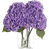 Coferset Purple Hydrangea Artificial Flowers 3pcs Lifelike Faux Hydrangea Real Touch Fake Flowers for Home Wedding Christmas Office Party Living Room Decoration,22inch