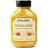 Schaller &amp; Weber Dusseldorf Horseradish Mustard, 9 Oz Squeeze Bottle (1pk) | Spicy German Mustard with Horseradish, All Natural Deli Mustard for Sausages, Pretzels &amp; Sandwiches