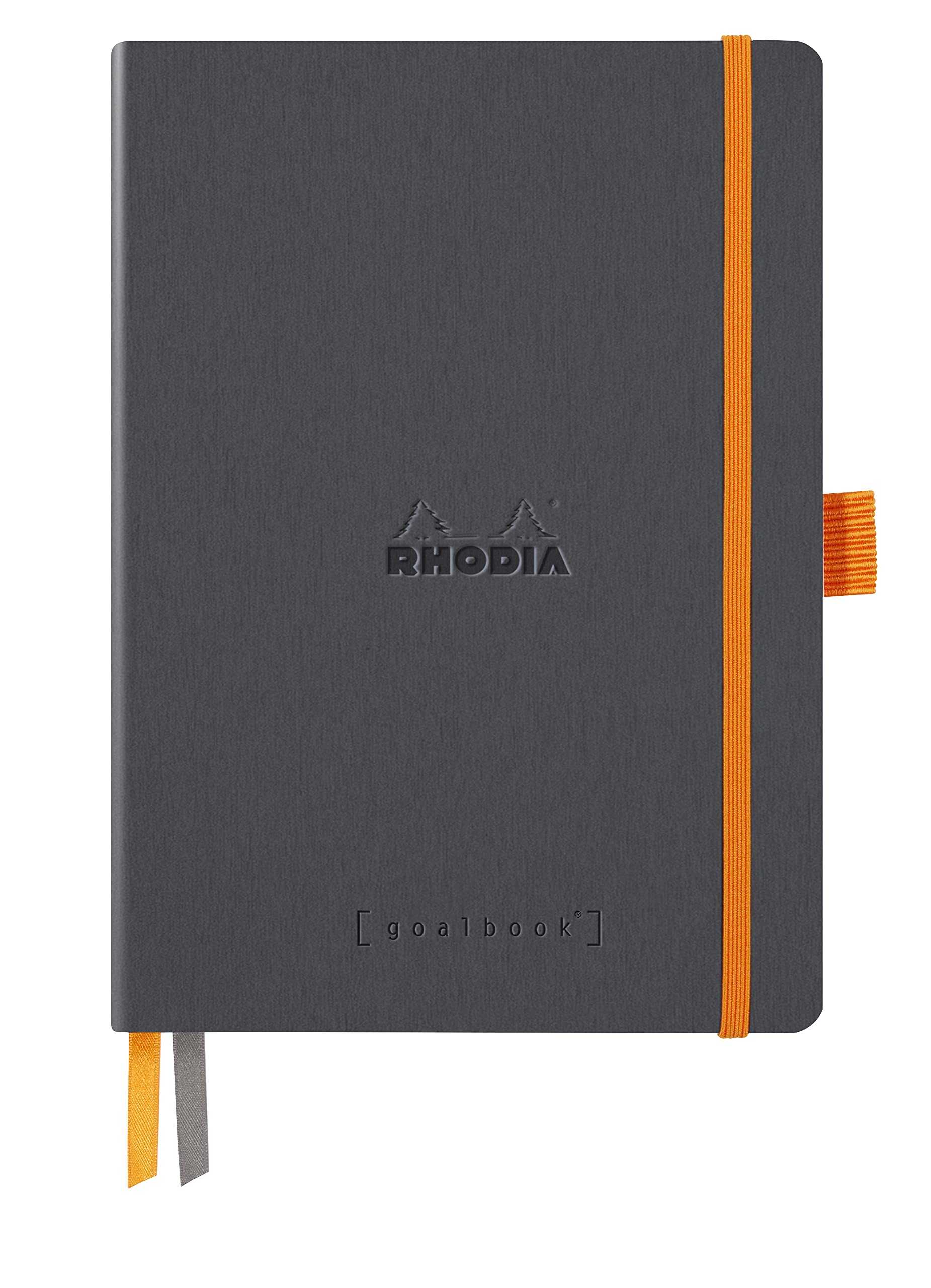 RHODIA 117814C - Notebook Bullet Journal Goalbook Titanium - A5 14.8 x 21cm - Dotted - 240 pages Ivory 90 g/m² paper - 2 Ribbons, Elastic closure - Leatherette