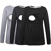 Smallshow Women's Maternity Nursing Tops Comfy Long Sleeve Breastfeeding T-Shirt