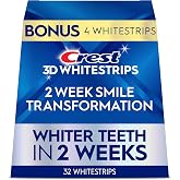 Crest Teeth Whitening Strips, Crest 3D Whitestrips 2 Week Smile Transformation, Enamel Safe Teeth Whitening Kit, 16 Treatments (32 Strips), Whiter Teeth in 2 Weeks, 11 Levels Whiter