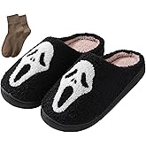 BOOUKILE Happy Face Slippers for Women Men,Retro Soft Cozy Comfy Plush Lightweight House Slippers Slip-on Indoor Outdoor Slippers,Slip on Anti-Skid Sole