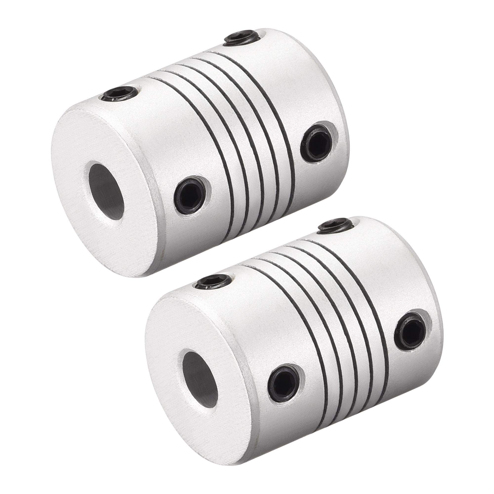 sourcing map 6mm to 8mm Aluminum Alloy Shaft Coupling Flexible Coupler Motor Connector Joint L25xD19 Silver,2pcs