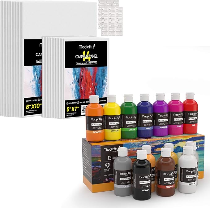 Magicfly Bulk Acrylic Paint Set, 14 Rich Pigments Colors