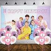 ELZEM Boy Band Birthday Party Decoration, 5 x 3 FT Photo Background with 18 Pcs Blue Boy Band Balloons