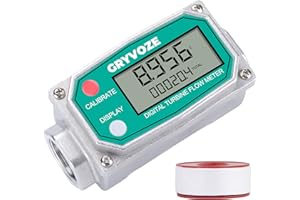 3/4 Inch Aluminum Alloy Fuel Flow Meter with PTFE Tape, 4–50 LPM Inline NPT Thread, ±1% Accuracy Flow Meter for Diesel, Gas O