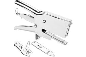 IDL Packaging HSP-12 Heavy-Duty Metal Plier Stapler, Silver - Works with 7/16" (11 mm) Crown Staples - Industrial Cardboard Stapler - Great for Sealing Packaging Boxes, Mail Bags, or Poster Tubes
