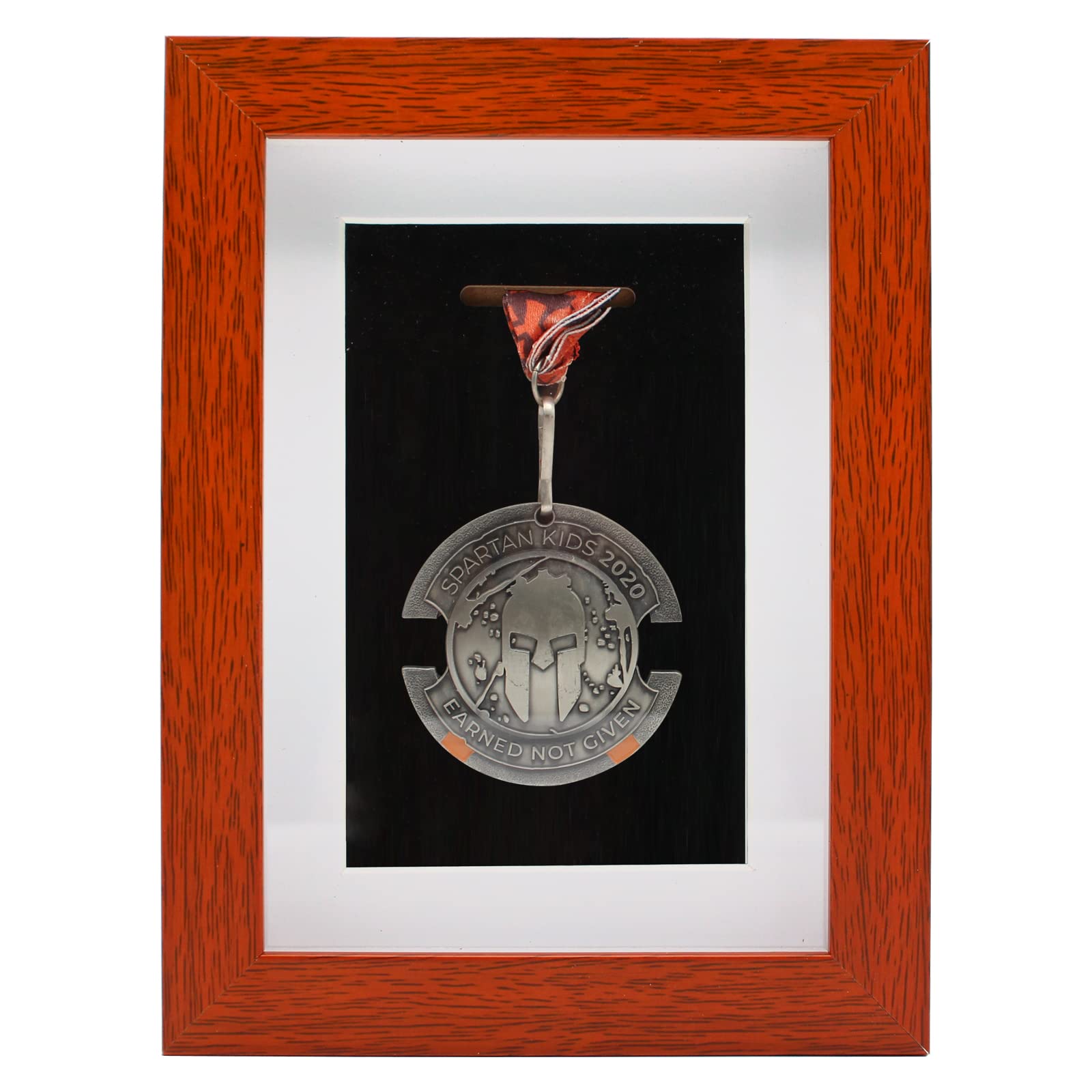 Single Medal Display Case, Medal Display Shadow Box Frame for Runners Marathon Soccer Football Gymnastics & All Sports Medals Award Insignia (Brown, 15 x 20 cm)