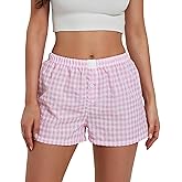 Y2K Boxer Shorts Women Plaid Striped Print Gingham Lounge Pajama Low Elastic Waist Sleeping Micro Short Pj Pants