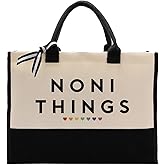 EDCTO Noni Things Canvas Bag Gift, Cotton Canvas Tote Bag, Utility Tote Shopping Bags Grocery Sack, Noni's Totes Beach Bags, Birthday Gifts for Women, Mother's Day Presents for Grandma