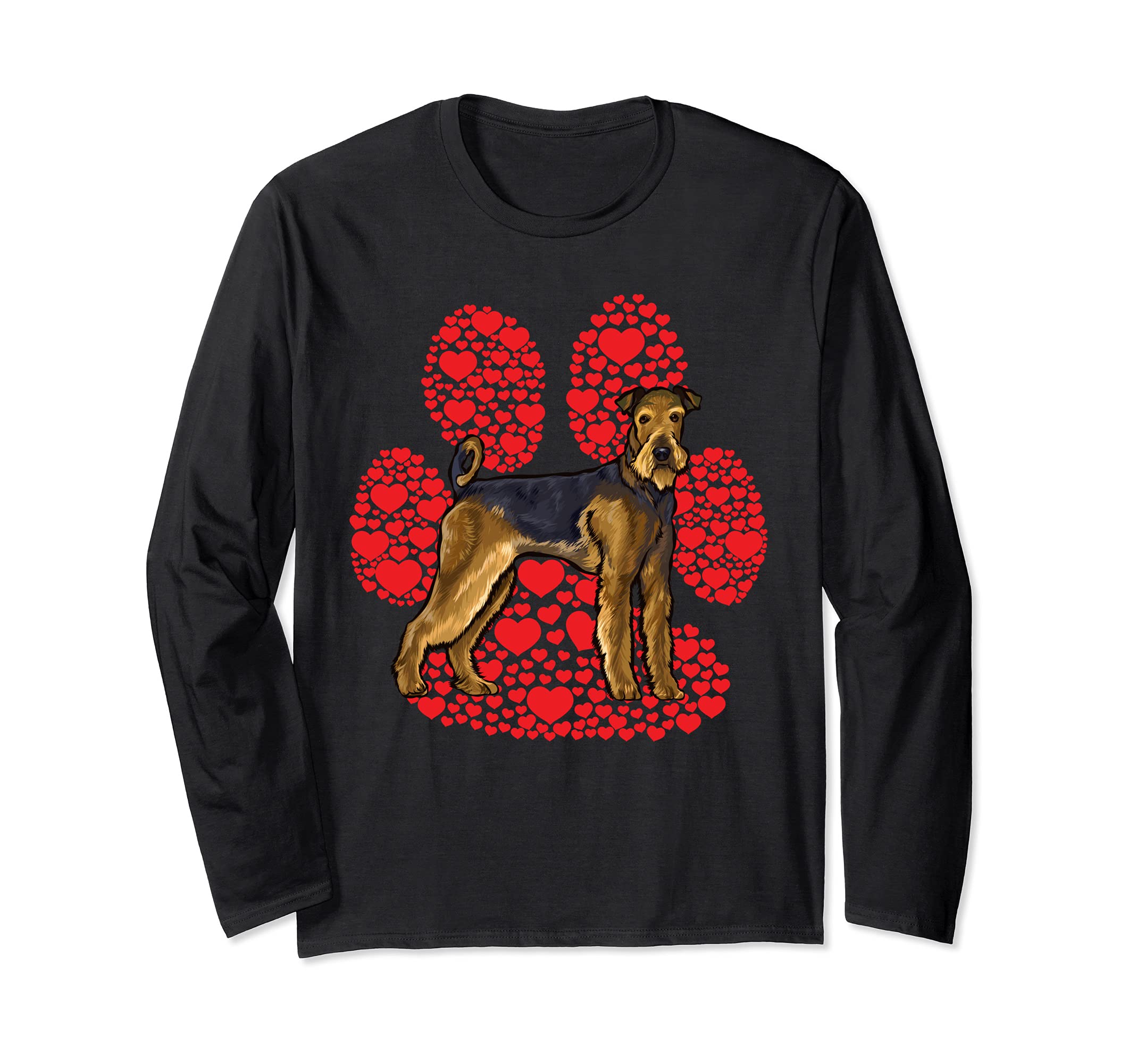 Airedale Terrier Valentines Day Dog Love Paw Long Sleeve T-Shirt
