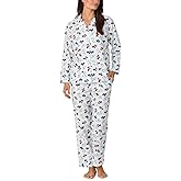Lanz of Salzburg Sleepwear for Women Classic Notch Collar Long Sleeve Flannel Pajama Set
