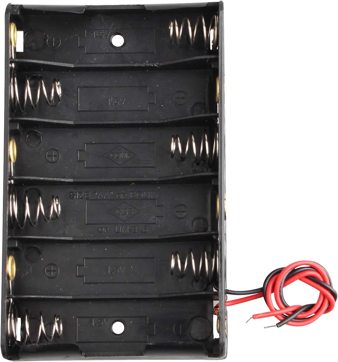 HALJIA 2Pcs 9V AA 6 x 1.5V Plastic Battery Holder Case Battery Storage Box with Wire Leads - Image 3