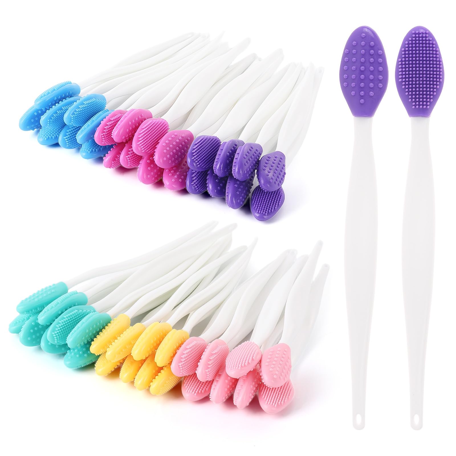 Photo 1 of 48 Pack Lip Scrub Brush, Silicone Double Sided Lip Exfoliator Brush for Men Women Lip Lightening for Dark Lips - 6 Colors