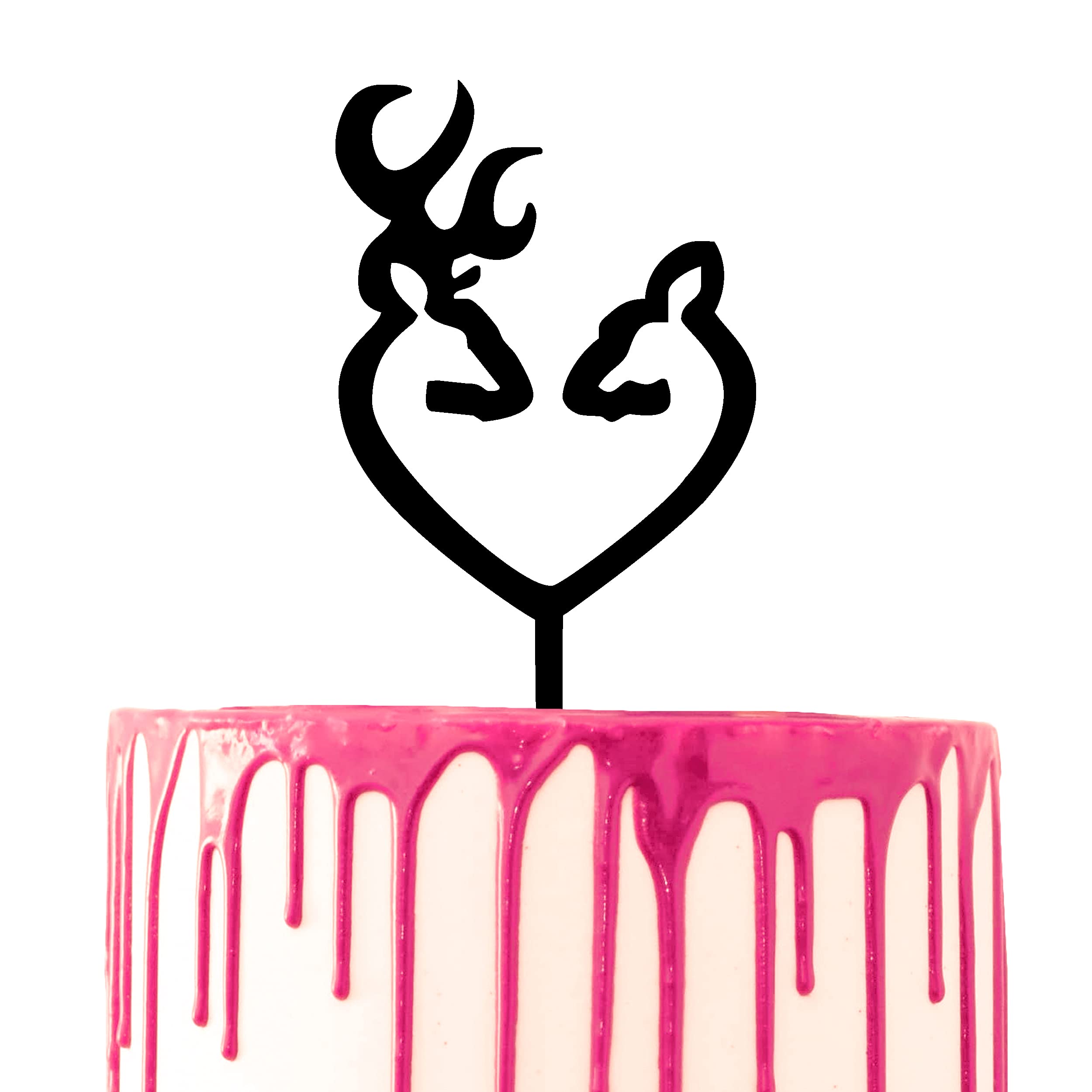 CARISPIBET "Stag and Doe" party Wedding Cake Topper Heart-shaped acrylic silhouette cake decoration