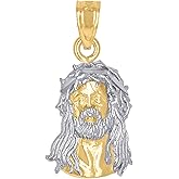 10kt Two-Tone Gold Unisex Textured Jesus Face Religious Charm Pendant