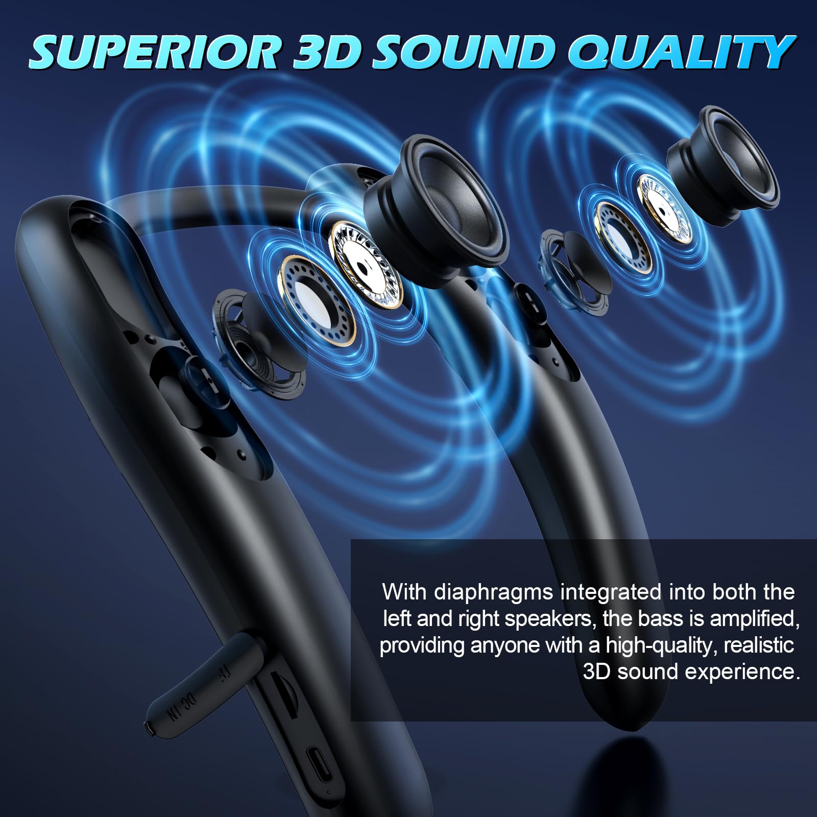 Smalody Wireless Nackenlautsprecher,Bluetooth Lautsprecher Tragbarer,Verfügt über eine Freisprechfunktion für Anrufe,Geeignet für Zuhause, Outdoor, Sport und Reisen 2