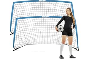 BOHEN 9x5FT Portable Soccer Goal for Kids Backyard with Carry Bag - Easy Folding Lightweight Fun for Outdoor Indoor Training Games for Teen Youth Adult