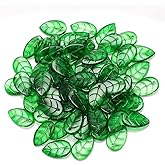100pcs 10x18mm Leaf Glass Beads AB Color Leaves Crystal Beads Gemstone Charms Moonstone for DIY Lampwork Suncatchers Jewelry Making Ornaments (Green)