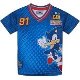 SEGA Sonic the Hedgehog Boys' Short Sleeve Mesh Soccer Jersey | 100% Polyester, Athletic Mesh Fabric, V-Neck Collar, Short Sleeve Silhouette, Pull-on Closure