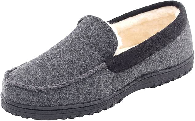 Amazon Com Men S Comfy Micro Wool Moccasin Slippers House Shoes