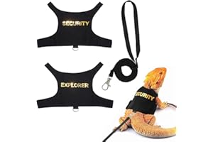 YENOVO 2 Pack Bearded Dragon Harness and Leash Set, Adjustable Escape-Proof Lizard Harness with Hook & Loop Closure, Soft Pet Reptile Vest with 5ft Leash for Walking Outdoor, Fits Small Lizards and Reptiles