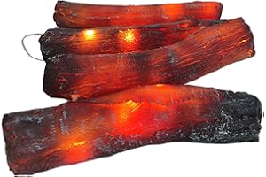 Flameless Fireplace Log Lights - LED Artificial Fire Logs with Remote Control for Indoor & Outdoor- 22cm