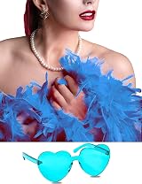 db11 Colorful Feather Boa 6.6ft with Heart Rimless Sunglasses Lake Blue view 7