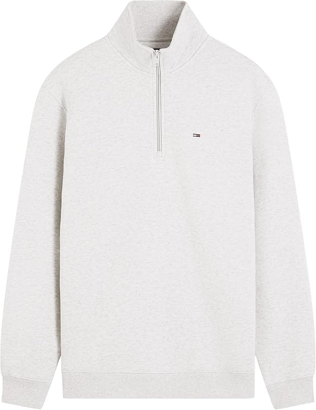 Herren-Sweatshirt mit halbem Reißverschluss, Grau (Ice Grey Heather), M