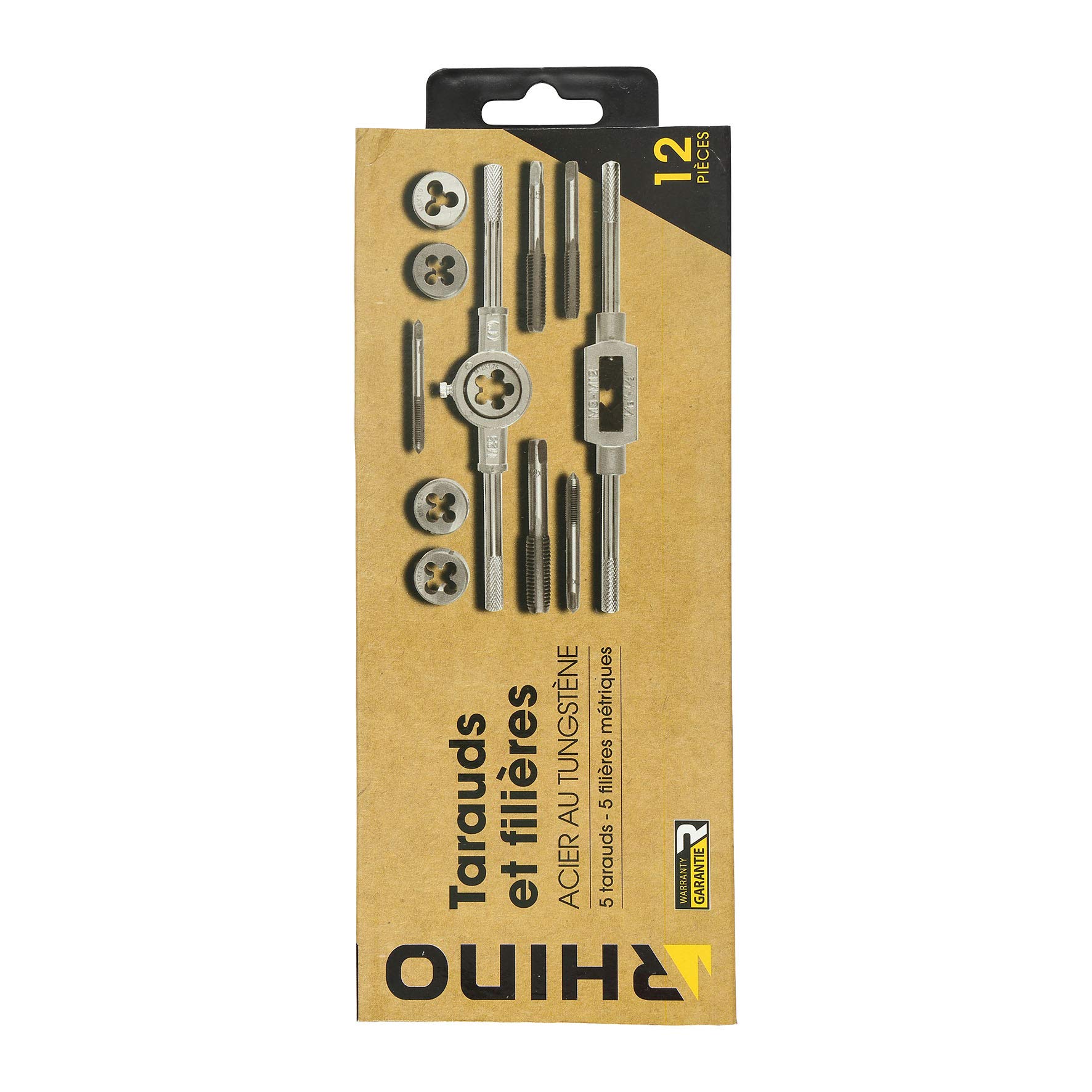 RHINO 22382 12 Piece Tap & Die Set, NC, Various Sizes Available in Box