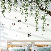 Lilac 3 Sheets Wall Decoration Large Green Tree Wall Stickers | Hanging Vine Tree Wall Decals Peel and Stick Leaves Branch Wall Murals Decor for Living Room Bedroom (Green, 11.8 * 35.4inch)