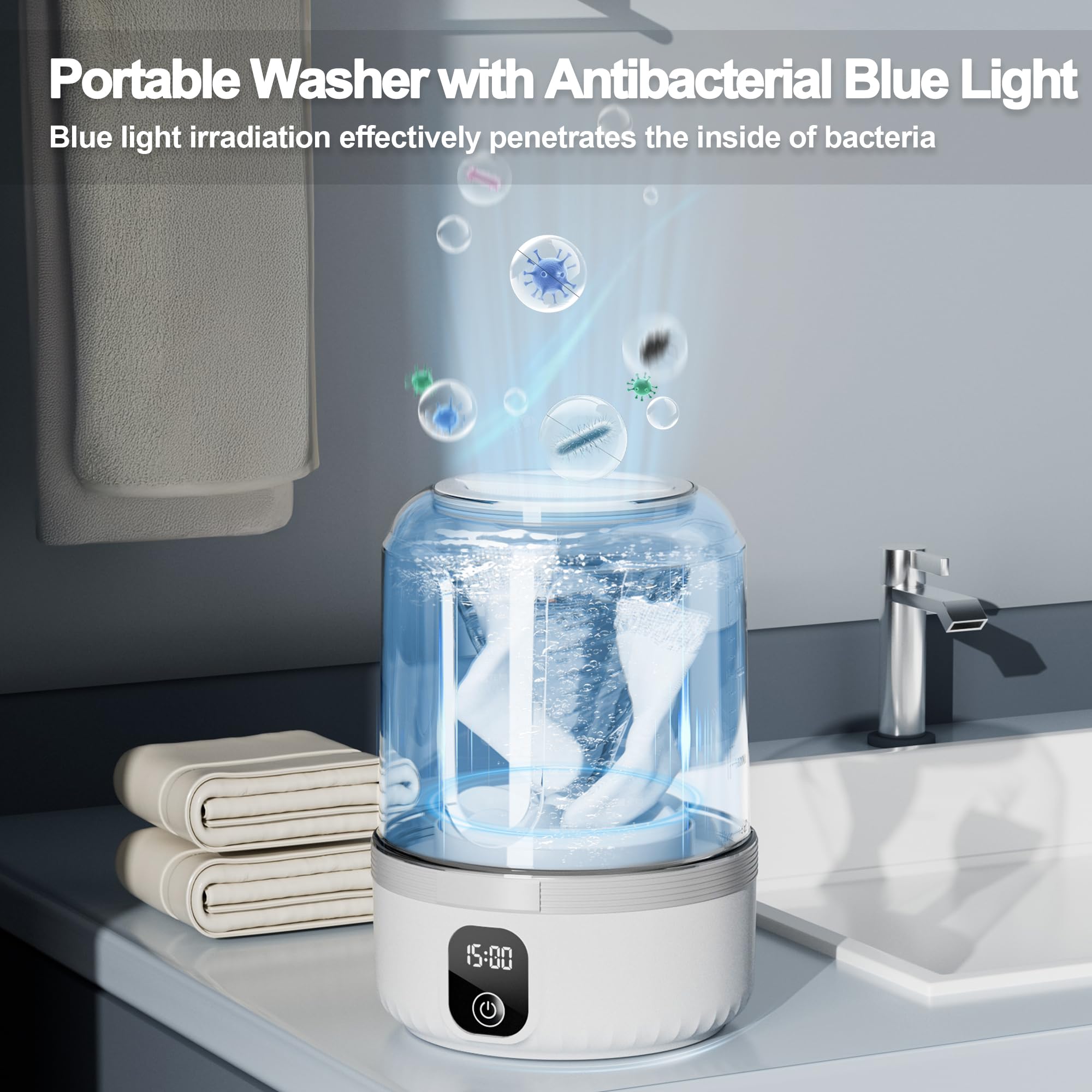 Underwear Washing Machine, Upgrade Mini Portable Washing Machine Rechargeable Underwear Washer Deep Cleans Small Clothes for Apartment, Dorm, RV, Travel & Hotel Use