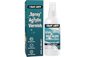 HOMY ARTY Acrylic Varnish Spray, High Gloss Varnish for Acrylic Painting, High-Gloss Finish Clear Coat Spray Paint for Lastin