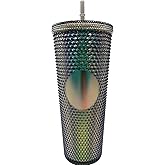 Arilaca 24 Oz Tumbler with Lid And Straw Studded Tumbler with Lid And Straw Tumbler Cups, BPA-Free Double-Wall Plastic for Iced Coffee Cups or Water