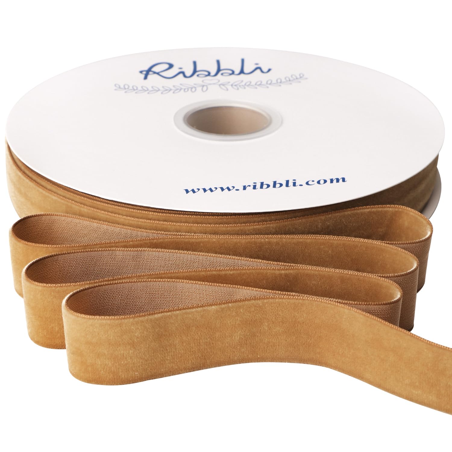 Photo 1 of Ribbli Khaki Velvet Ribbon 1 Inches Continuous 25 Yard Spool Khaki Christmas Ribbon for Gift Wrapping Crafts Home Decor