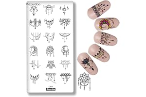 MEZERDOO 1Pcs Moon Star Lace Flower Flower Plates Rectangle Nail Art Stamp Templates Stamp Image Plate Tassel Pendant Image DIY Manicure Tools
