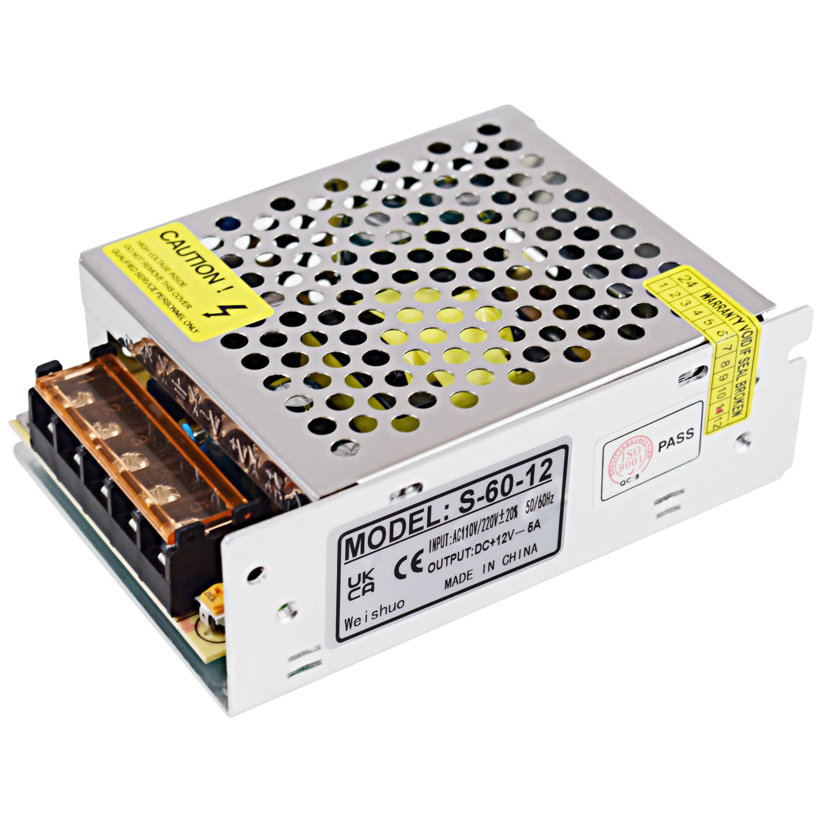 12V 5A 60W Universal Regulated AC 110V-230V to DC Switching Power Supply - Short Circuit & Overvoltage Protection, Indoor Use for LED Strip Light, 3D Printer, CCTV Cameras