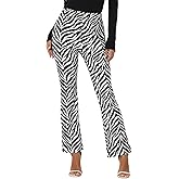 Allegra K Women's Bell Bottom Long Trouser High Waist Flare Cow Print Pants