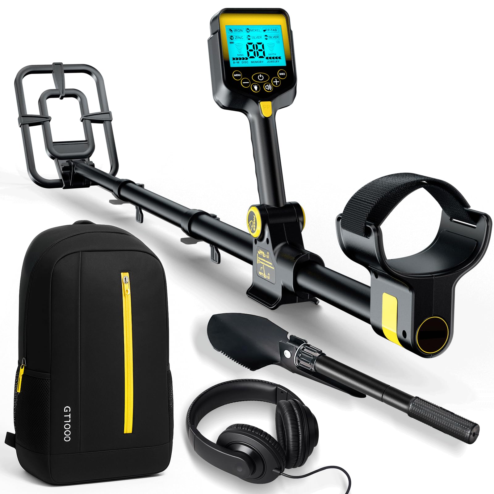 Photo 1 of Metal Detector for Adults Waterproof - 2000mAh Chargeable Professional Cordless Gold Detector with LCD Display, Retractable Foldable Higher Accuracy Metal Detector with 10" IP68 Coil - OKESAM